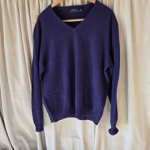 Polo by Ralph Lauren Men's Purple V-Neck Sweater